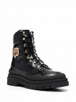 Chiara Ferragni logo-plaque lace-up boots