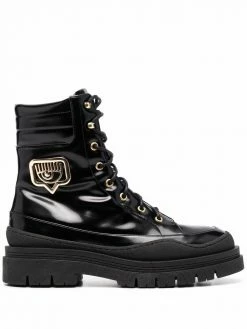 Chiara Ferragni logo-plaque leather boots