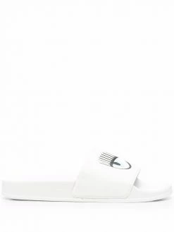 Chiara Ferragni logo-debossed flat slides