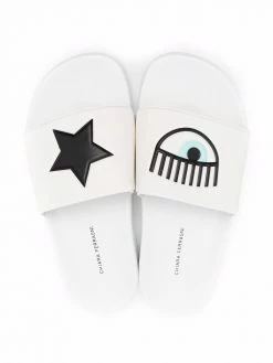 Chiara Ferragni logo-debossed flat slides