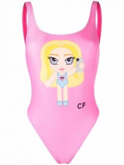 Chiara Ferragni logo-print square-neck swimsuit