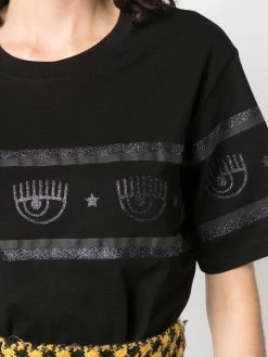 Chiara Ferragni glitter logo-tape T-shirt