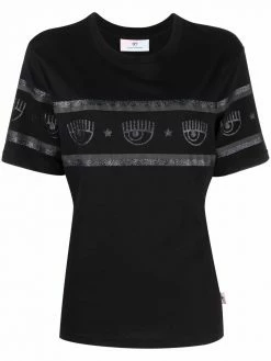 Chiara Ferragni glitter logo-tape T-shirt